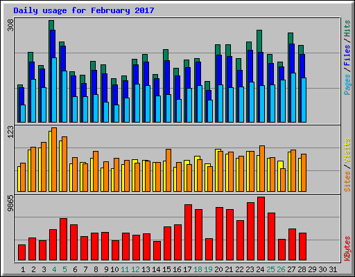 Daily usage for February 2017