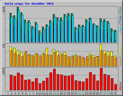 Daily usage for December 2019