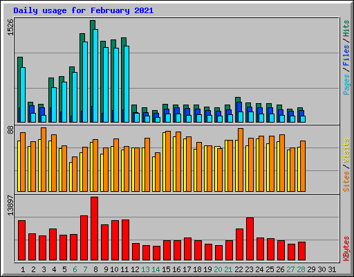 Daily usage for February 2021