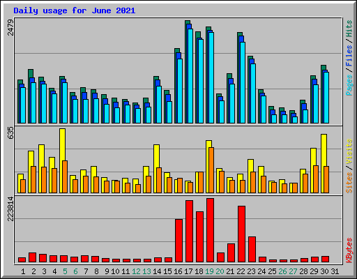 Daily usage for June 2021