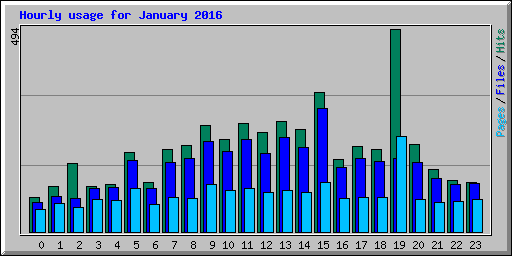 Hourly usage for January 2016