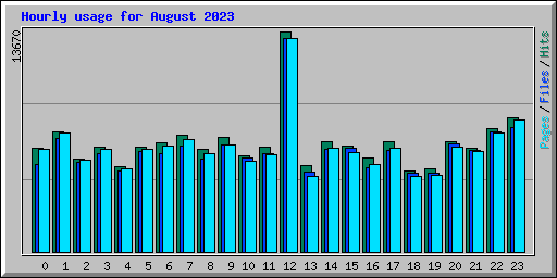 Hourly usage for August 2023